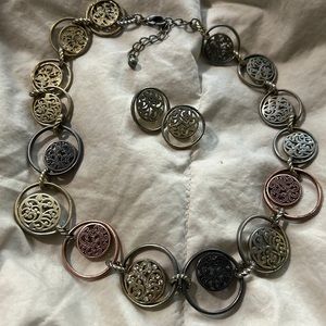 Tri color necklace and earrings set